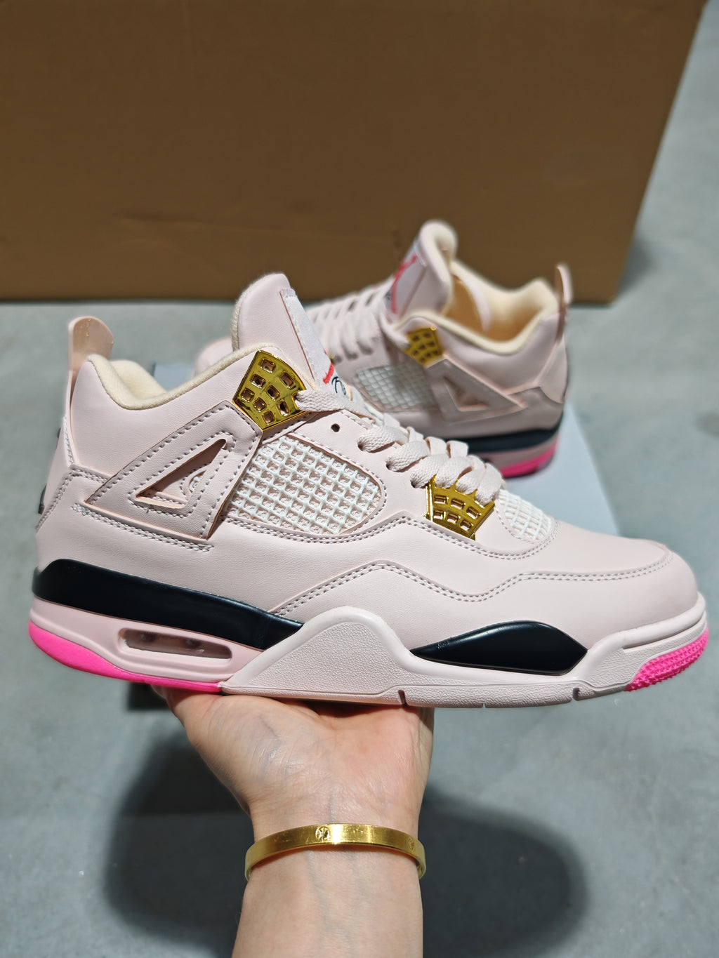 Air Jordan 4 Pink/Gold — Kids' Preorder