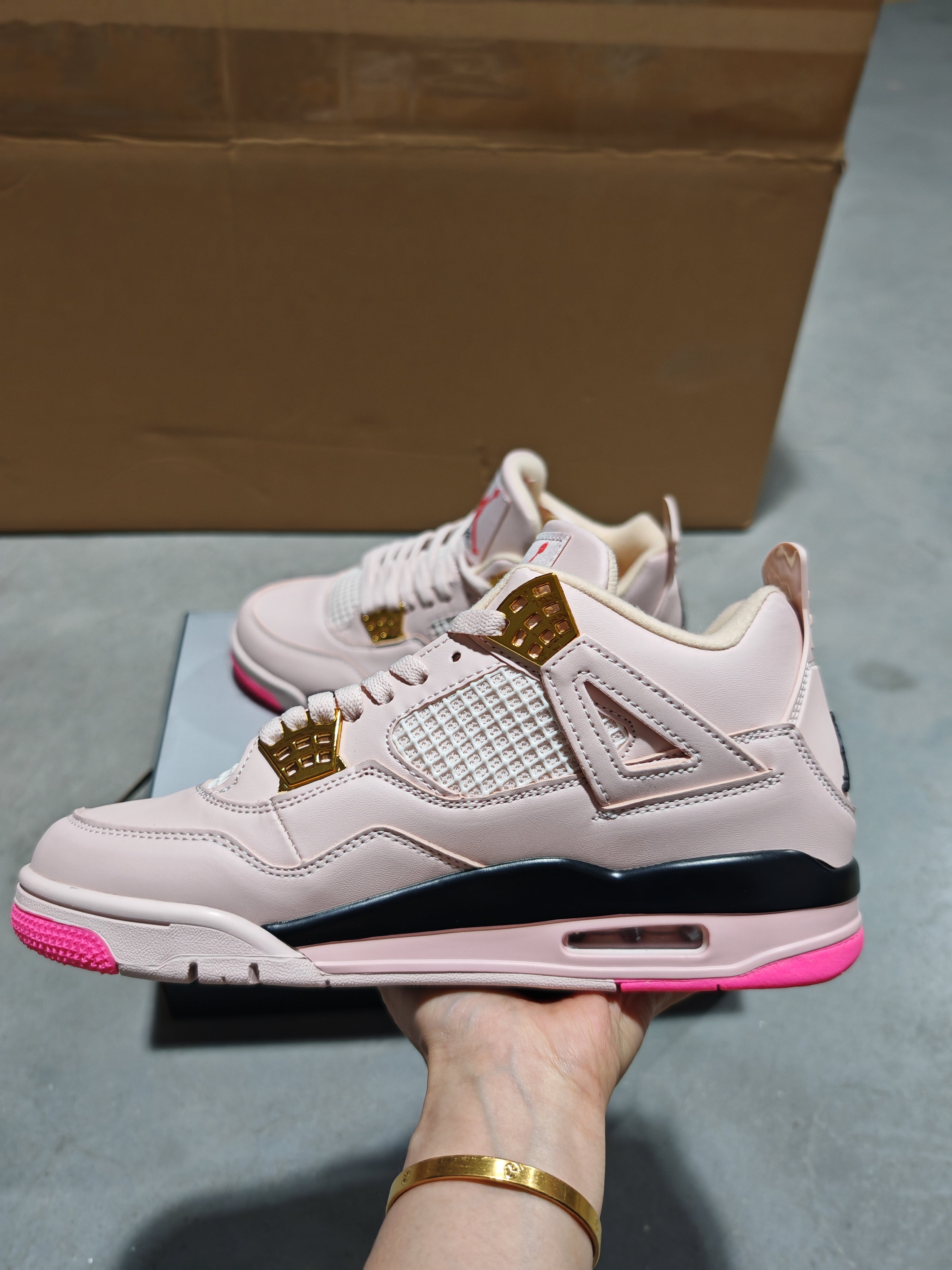 Air Jordan 4 Pink/Gold — Kids' Preorder